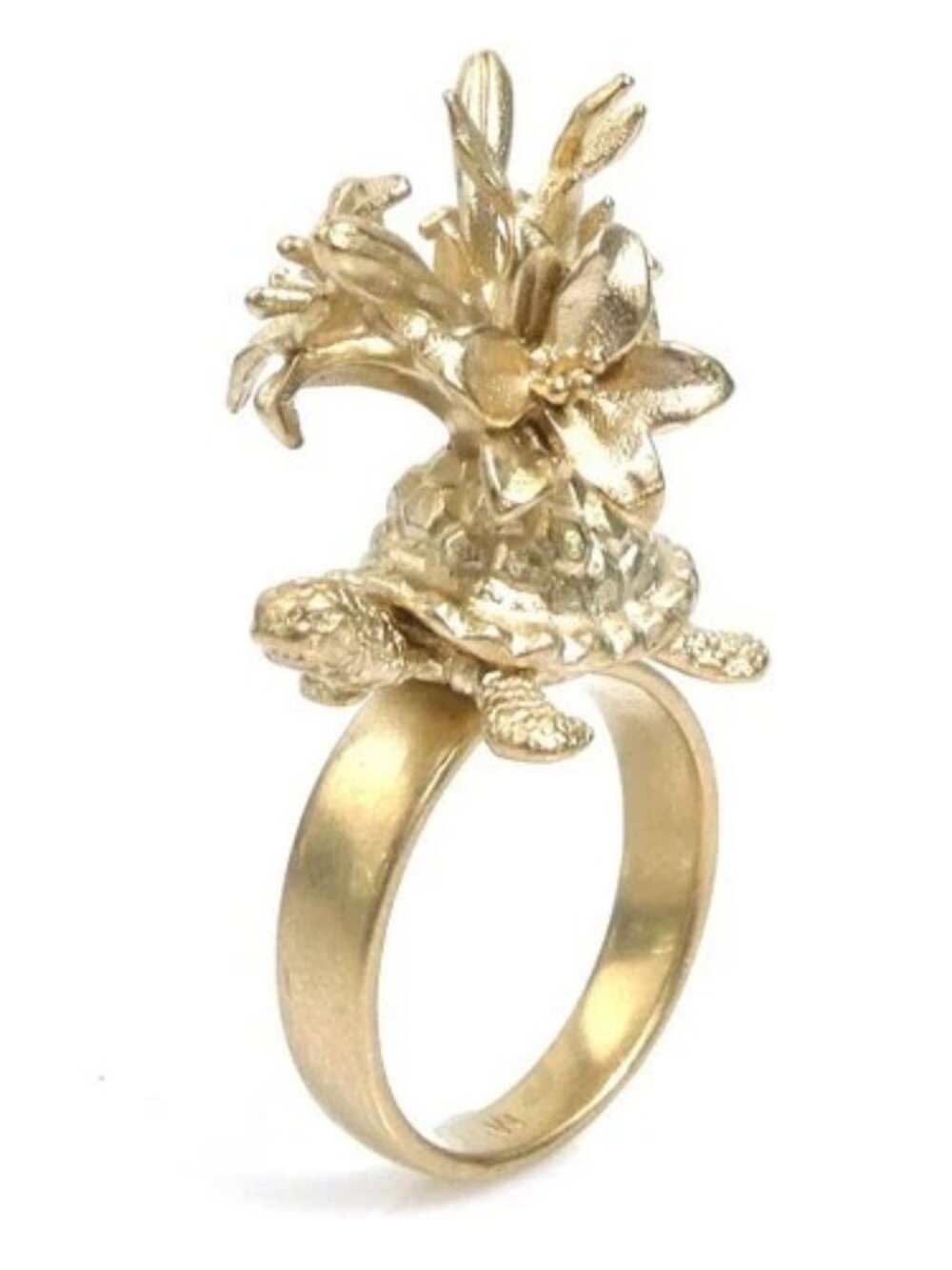 Auth Christian Dior Turtle Motif Ring Ggold/Metal - 56730a0